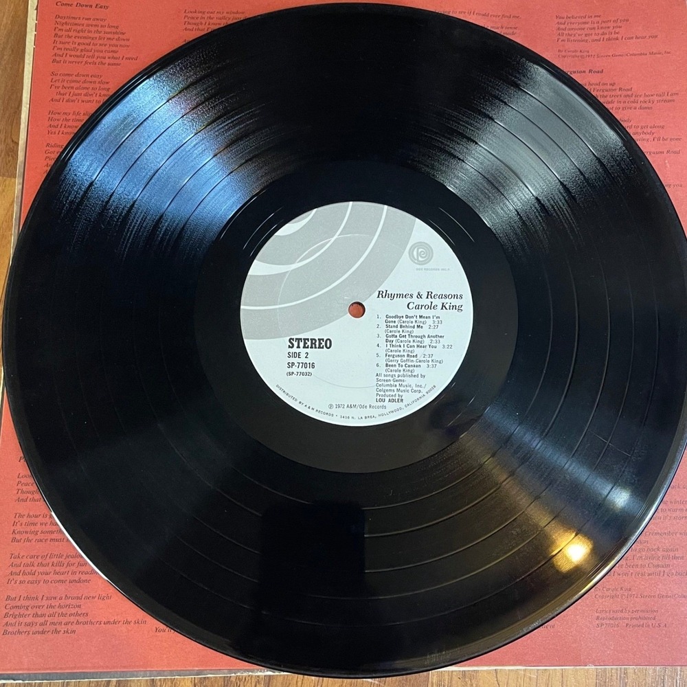 Carole King Rhymes & Reasons Vinyl LP 1972 Ode SP-77016 Gatefold Folk Rock 12" - Picture 5 of 6